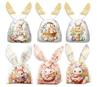 LIZANQU 60 Pièces Sachet Paques, Mignons Oreilles de Lapin Sacs Forme Alimentaire, Sac Cadeau de Bonbons Biscuit Paques, Sachet Bonbons Anniversaire, pour Pâques, Noël, Anniversaire, Mariage (A)