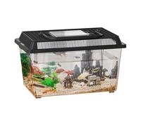 Lizard Cage, Reptile Feeding Box, 9.06x5.12x6.1 inches, Transparent Carrier, Clear Habitat Viewing Design for Gecko, Tarantula, Crab, Hermit Pet Care, Black and Green