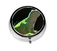 Lizard Looking Up at The Sky Mini pilulier rond, peut être mis dans un portefeuille, une poche, léger et pratique, 3 compartiments, pilulier portable,
