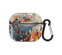 Lizard on The Branch - Coque intégrale pour écouteurs Bluetooth - Protection intégrale contre les chocs - Coque rigide - Prend en charge le chargement sans fil avec porte-clés - Cadeau personnalisé