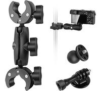 Lizaty 3 en 1 Support Caméra d'action pour Tube 15 à 40mm, Super Pince C 1/4" Filetage et Camera Sport Adaptateur,réglable 360°Rotatif Fixation GoPro et Insta360 vélo, Moto,Table