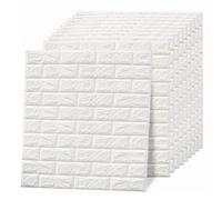 LIZEALUCKY 10 Pcs Panneaux Muraux 3D Peel, Brique Blanche Imprimable 3D Bâton De Papier Peint Imperméable Mousse Faux Brique Lambris pour Salle De Bains, Cuisine, Chambre, Cheminée