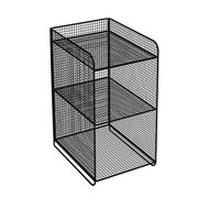 LIZEALUCKY 3 Panels Storage Shelf, Metal Heavy Duty Rack Side Shelving Table End Shelving Holder for Housheold Bedroom Bathroom (Black)