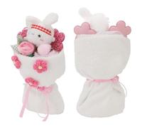 LIZEALUCKY Bouquet de Jouets en Peluche, Figurine de Lapin Mignon, poupée en Peluche, Cadeau d'anniversaire, de Saint-Valentin, de Mariage, pour Maman, Femme, Petite Amie, Fille (Blanche)