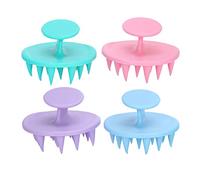 LIZEALUCKY Brosse à Shampoing en Silicone, Douche à Main, Masseur De Cuir Chevelu, Soulage la Pression, Peigne De Lavage des Cheveux pour éliminer Les Pellicules, 4 Pièces