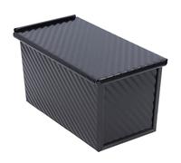 LIZEALUCKY Carbon Steel Baking Loaf Pan Prevent Stick Easy Demoulding Bread Toast Mould with Lid Non-Stick Loaf Tin for Oven Kitchen Bakers and Baking lovers (Black)