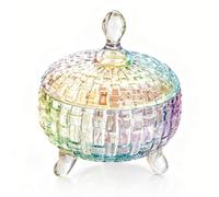 LIZEALUCKY Glass Candy Dish with Lid Decorative Glass Jar 26oz for Wedding Buffet Cookies Container Storage Box for Festive Housewarming