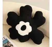 LIZEALUCKY Hugging Pillow Flower Shaped Sponge Filling Soft Thick Decorative Throw Pillow for Sofa (Black Flower)