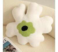 LIZEALUCKY Hugging Pillow Flower Shaped Sponge Filling Soft Thick Decorative Throw Pillow for Sofa (White Green)