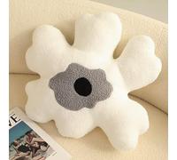 LIZEALUCKY Hugging Pillow Flower Shaped Sponge Filling Soft Thick Decorative Throw Pillow for Sofa (White Grey)