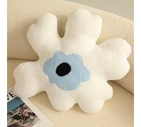 LIZEALUCKY Hugging Pillow Flower Shaped Sponge Filling Soft Thick Decorative Throw Pillow for Sofa (White Blue)