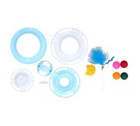 LIZEALUCKY Jouet de Tour de Boule de Chat, Jouet à roulettes interactif, Puzzle de Piste détachable, Jouets Amusants, à Plumes avec grattoir, taquiner pour la Stimulation des Exercices de (Blue)