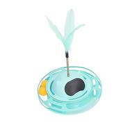 LIZEALUCKY Jouets interactifs pour Chats d'intérieur, Boules de Plumes intelligentes pour Adultes, Jouet Fait à la Main, Plateau tournant à 360 degrés, soulage l'ennui, interactif (Blue)