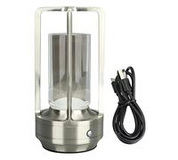 LIZEALUCKY Lampe lanterne en cristal, lampe de table sans fil 3 couleurs, lampe de table LED à gradation continue, lampe tactile rechargeable, lampe de chevet (Argent)