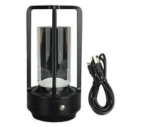 LIZEALUCKY Lampe lanterne en cristal, lampe de table sans fil 3 couleurs, lampe de table LED à gradation continue, lampe tactile rechargeable, lampe de chevet (Noir)