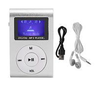 LIZEALUCKY Lecteur MP3 pour Marcher, Courir, Mini Lecteur de Musique MP3 Portable avec Mini écran LCD Sports BackClip MP3 Support Memory Card(Argent)