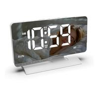LIZEALUCKY LED Digital Alarm Clock with Time Projection Dual Alarms (White) | Project time on ceiling with 180 rotation and 4 brightness levels from this LED alarm clock with USB charging for bedroom