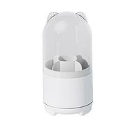LIZEALUCKY Makeup Brush Storage Container Desk Storage Container 360 Degree Rotating Dust Prevention Transparent Lid Large Capacity for Bedroom Dressing Table (White)