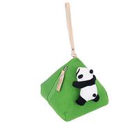 LIZEALUCKY Porte-Monnaie Triangulaire en Feutre Doux en Forme de Zongzi, décoration de Panda, Sac à clés de Grande capacité pour cosmétiques