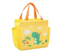 LIZEALUCKY Sac à déjeuner isotherme en tissu Oxford jaune à motif dinosaure, grande capacité, pour l'école des enfants