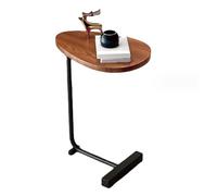 LIZEALUCKY Small Side Table Modern Dark Wood Grain Space Saving C Shaped End Table for Living Room Sofa Hotel (Design Plat et Cadre Noir)