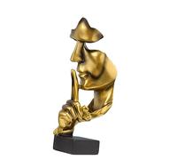 LIZEALUCKY Statue de penseur en résine synthétique compacte, Forme vive, décorative Attrayante, Le Silence est doré, Figurine pour la Maison (Or foncé)