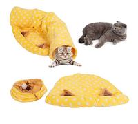 LIZEALUCKY Tube de lit de Tunnel de Chat Deux en Un, Tapis Central de Tunnel de Chat détachable Pliable d'animal familier Tapis Amovible Lapin Chien Chaton Jouet d'intérieur