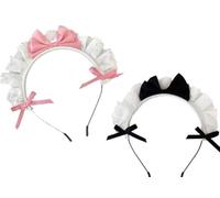 LiZEROGDAX Lot de 2 bandeaux de cosplay rose et noir avec nœud papillon mignon pour femme et fille Accessoires de fête