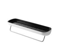 LIZHAYG Etagere Douche Étagère De Salle De Bain, Rangement De Douche, Organisateur De Caddie, Support Mural For Shampoing, Sans Perçage, Rangement De Cuisine(Black with Towel Bar)