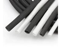 LIZHAYG Gaine Cable Gaine tressée en Fibre de Verre 1/2/5/10 m ID 1 mm ~ 40 mm Tube en Fibre de Verre Chimique Haute température 600 degrés C Gaine de câble en Fibre de Verre(White,DIA 10MM_2 Meters)