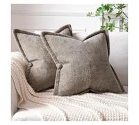 LIZHAYG Housse Coussin Housses de Coussin décoratives en Chenille Douce à Motif croisé, avec Bords Larges, for la décoration intérieure (canapé, Salon).(2pcs-10,550mm*550mm)