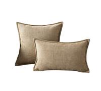 LIZHAYG Housse Coussin Lot de 2 Housses de Coussin en Chenille tissée, Bleu et Gris Unis(Camel,45x45cm)