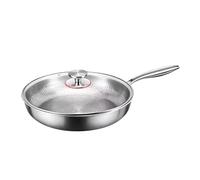LIZHAYG Poele Inox Poêle à frire antiadhésive sans revêtement, motif écailles de poisson, marteau, alliage de titane, wok domestique, ustensiles de cuisine(26Cm covered)