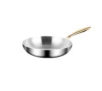 LIZHAYG Poele Inox Poêle à frire en acier inoxydable, wok, antiadhésive, for steak frit, cuisinière à gaz, casserole à induction, ustensiles de cuisine(24cm)