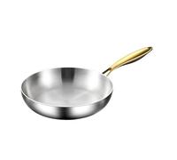 LIZHAYG Poele Inox Poêle à frire en acier inoxydable, wok, antiadhésive, for steak frit, cuisinière à gaz, casserole à induction, ustensiles de cuisine(26cm)