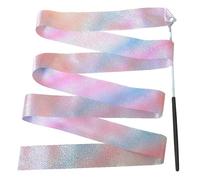 LIZHAYG Ruban Gymnastique Enfant Bâton Arc-en-Ciel étoile Clignotante de 2 m, Outil d'entraînement for Enfants, Ruban de Ballet, Ruban de Danse, Tige de Twirling, Rubans de Gymnastique(Black)