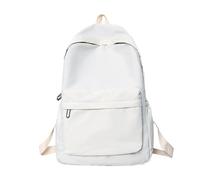 LIZHAYG Sac A Dos Sac à dos simple et décontracté, couleur unie, léger et multifonctionnel, idéal for les lycéens et les voyageurs.(White)