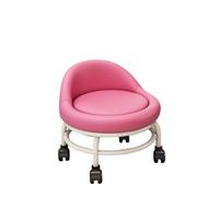 LIZHAYG Tabouret roulettes Tabouret à roulettes Rond Bas Polyvalent avec roulettes Tabouret à poulie de Maquillage avec Dossier for Garage Salon de Coiffure Bibliothèque Salon Bureau(Pink)