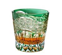 LIZHAYG Verre Cristal Colored Whiskey Glasses Hand Cut To Clear Colored Old Fashioned Glass Engraved Crystal Glass Bar Ware(Color 2)