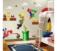 LIZHIOO 3D Autocollant Mural Super Mario Bros Mural Amovible Vinyle Stickers Enfants Décor de Pépinière Art Crèche Maison Chambre