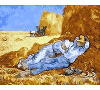 liziciti Kit de peinture par numéros sur toile pour adultes débutants Van Gogh célèbres peintures à l'huile acrylique 40,6 x 50,8 cm (toile encadrée, La sieste)
