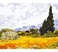 liziciti Kit de peinture par numéros sur toile pour adultes débutants Van Gogh, peintures célèbres à faire soi-même, peinture à l'huile acrylique, 40,6 x 50,8 cm (sans cadre, cyprès)