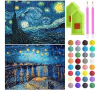 liziciti Lot de 2 kits de peinture diamant pour adultes, peintures célèbres par Van Gogh Full Drill 5D Diamond Art, DIY Diamond Dots Gem Art