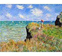 liziciti Monet Kit de peinture diamant 5D, collection complète de peintures diamant célèbres pour décoration murale d'intérieur DIY, 30,5 x 40,6 cm (Promenade au sommet de la falaise à Pourville)