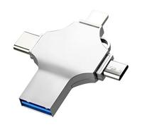 Lizoak 64 Go Flash Drive sans application pour iOS, Android, PC, 20 Mo/s en lecture/écriture, port 4 en 1 avec Lightning, Mirco, USB C, pour iPod/iPhone/iPad, stockage externe pour photos