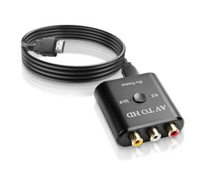 Lizoak Adaptateur RCA vers HDMI 1080P AV vers HDMI avec commutation 16:9/4:3 Composite CVBS Cinch Video Audio Convertisseur avec câble HDMI pour Wii PS1 PS2 N64 Xbox VHS DVD VCR PAL NTSC