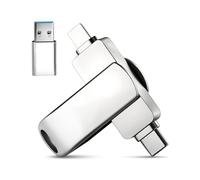 Lizoak Clé USB C 3 en 1 128 Go - Pas d'application - 20 Mb/s en lecture et écriture - Mémoire externe pour photos et vidéos - Pour iPhone/iPad/Android/PC/Mac, avec adaptateur C vers A