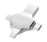 Lizoak Lecteur flash 256 Go, pas d'application, clé USB pour iOS/Android/PC, 20 Mb/s en lecture/écriture, port 4 en 1 avec Lightning, Mirco, USB C, pour iPod/iPhone/iPad, stockage externe pour photos