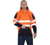 LIZZIE JACOBS Sweat à capuche haute visibilité haute visibilité pour homme avec bande réfléchissante et plusieurs poches S-3XL, Orange/bleu marine Hv093, S