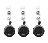 LIZZOT 3 Pcs Porte Badge Enrouleur Retractable YOYO Clip Bouton Pression ID Carte Cle Noir